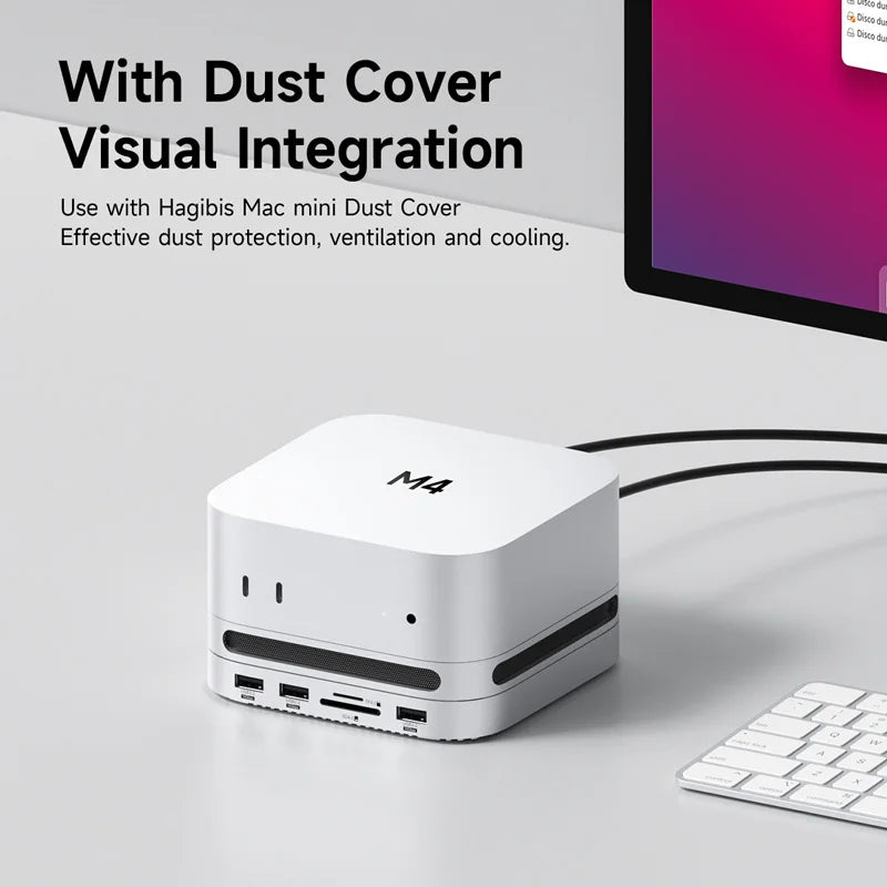 Hagibis USB C Hub for Mac mini M4/M4 Pro with 40Gbps M.2 SSD Enclosure USB 3.2 Gen2 SD/TF 4.0 Type-C Docking Station Desk Stand