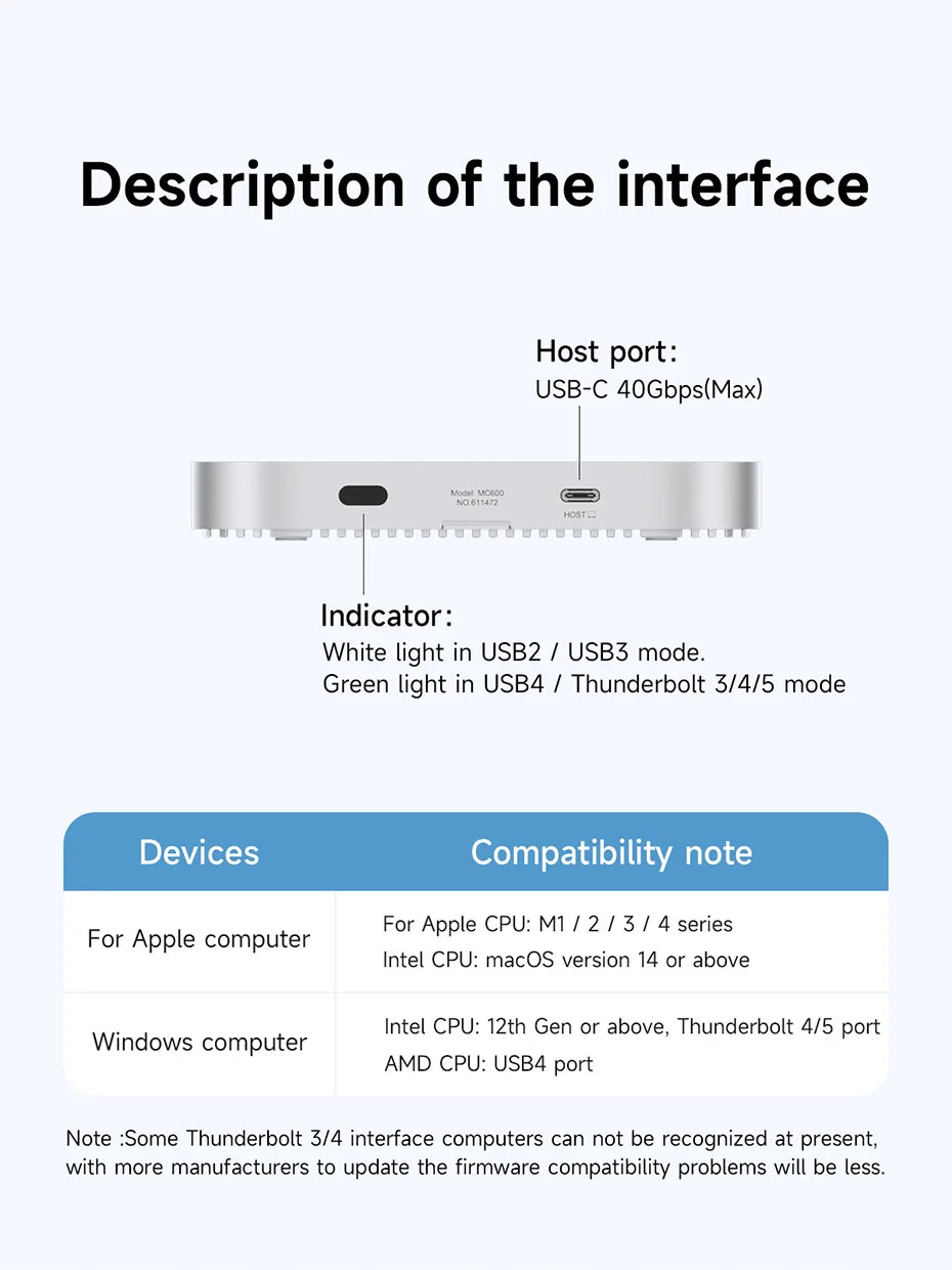 Hagibis USB4 Hard Drive Enclosure 40Gbps M.2 NVMe SSD Case for Mac mini M4/M4 Pro Compatible with Thunderbolt 5/4 External SSD - Intechlegent
