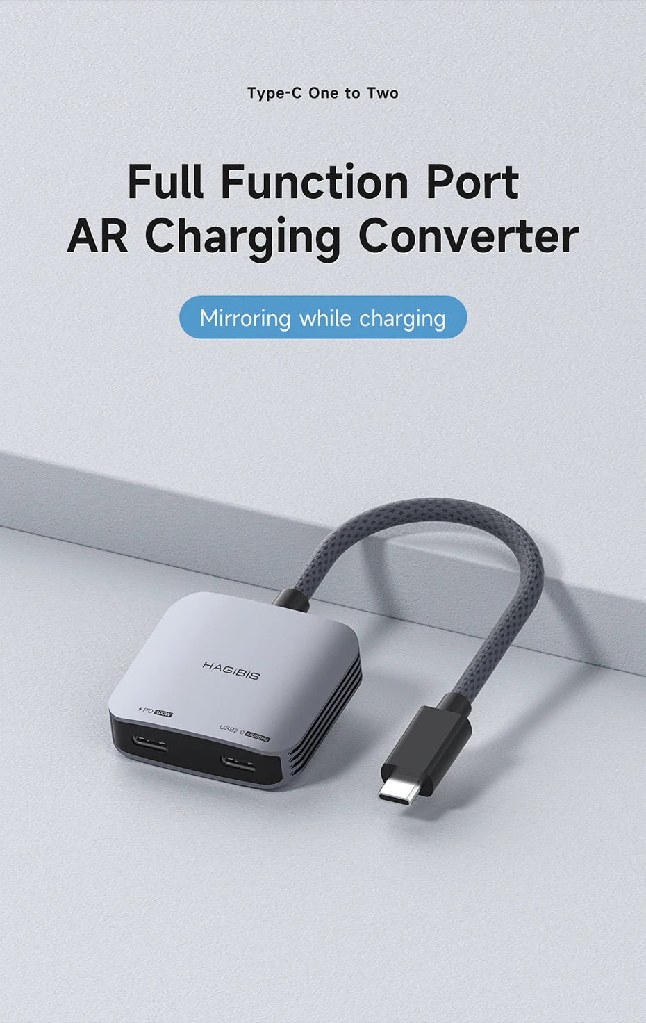Hagibis AR Glasses Adapter USB C to Glasses and Charging Converter USB-C Hub Charge and Play For Switch Rokid/Xreal/RayNeo Air