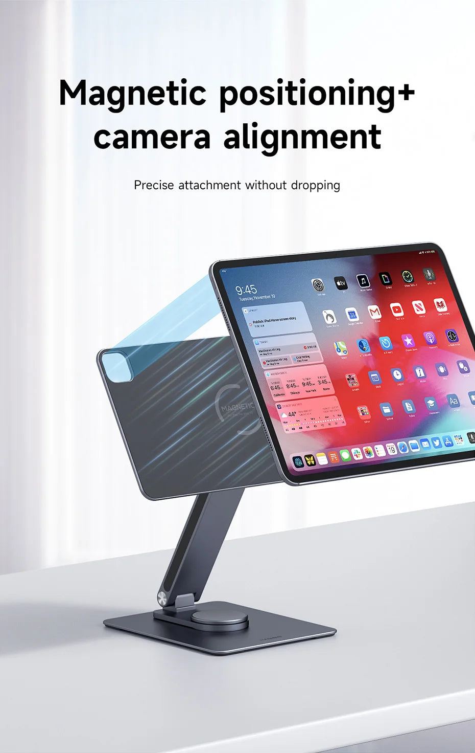 Hagibis Magnetic Stand for iPad Pro M4 2024 11inch 13inch with Hub Tablet Docking Station 360° Adjustable Mount Foldable Holder - Intechlegent
