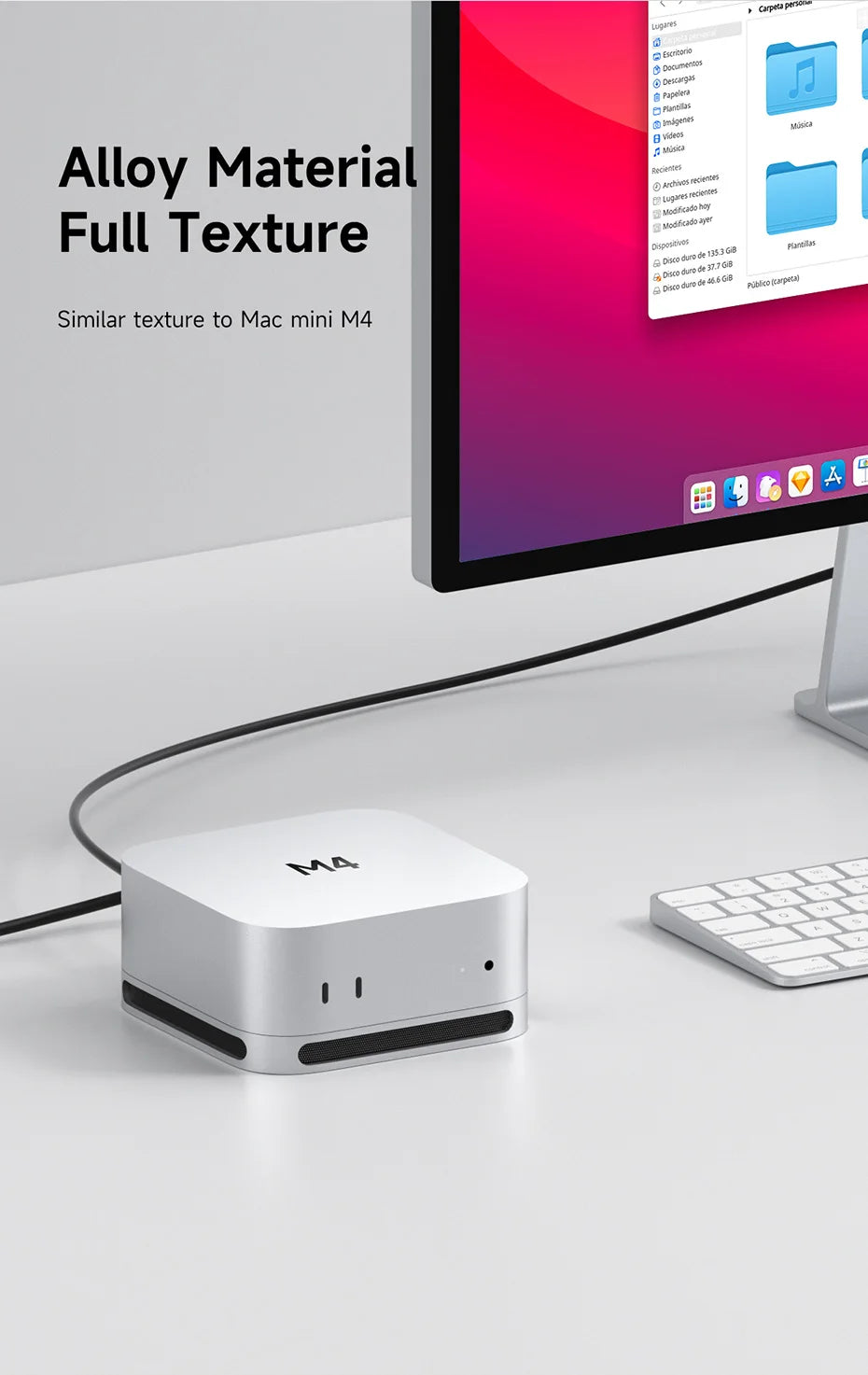 Hagibis Desktop Stand for Mac mini M4/M4 Pro 2024 Dustproof Base Heat Dissipation Bracket Aluminum Alloy Cooling Holder Dock