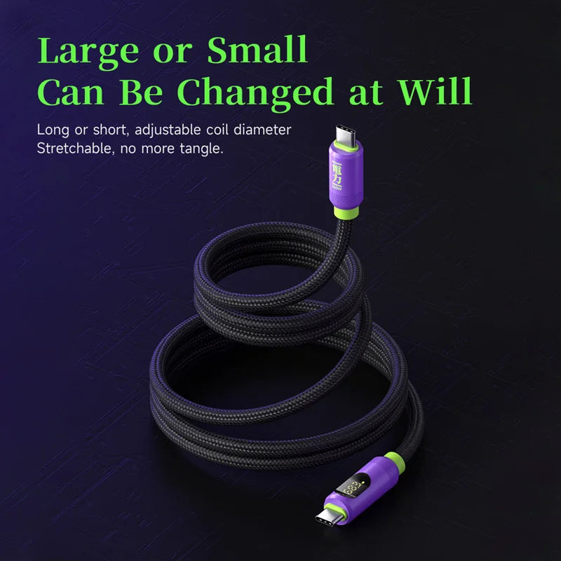 Hagibis Magnetic USB C to USB C Cable With LED Display USB C Charger Cable Type-c PD 240W Fast Charging Cord For iPhone 16/15 - Intechlegent