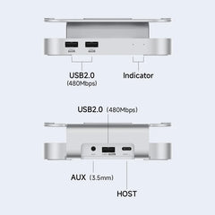 Hagibis USB C Hub with USB4 Hard Drive Enclosure 40Gbps M.2 NVMe SSD Case USB 2.0 for Mac mini M4/M4 Pro Stand Docking Station