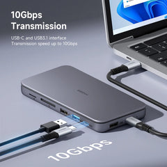 Hagibis 9 in 1 USB C HUB with M.2 NVMe/SATA SSD Enclosure 4K HDMI-compatible 100W PD USB 3.1 Docking station for Windows mac OS - Intechlegent