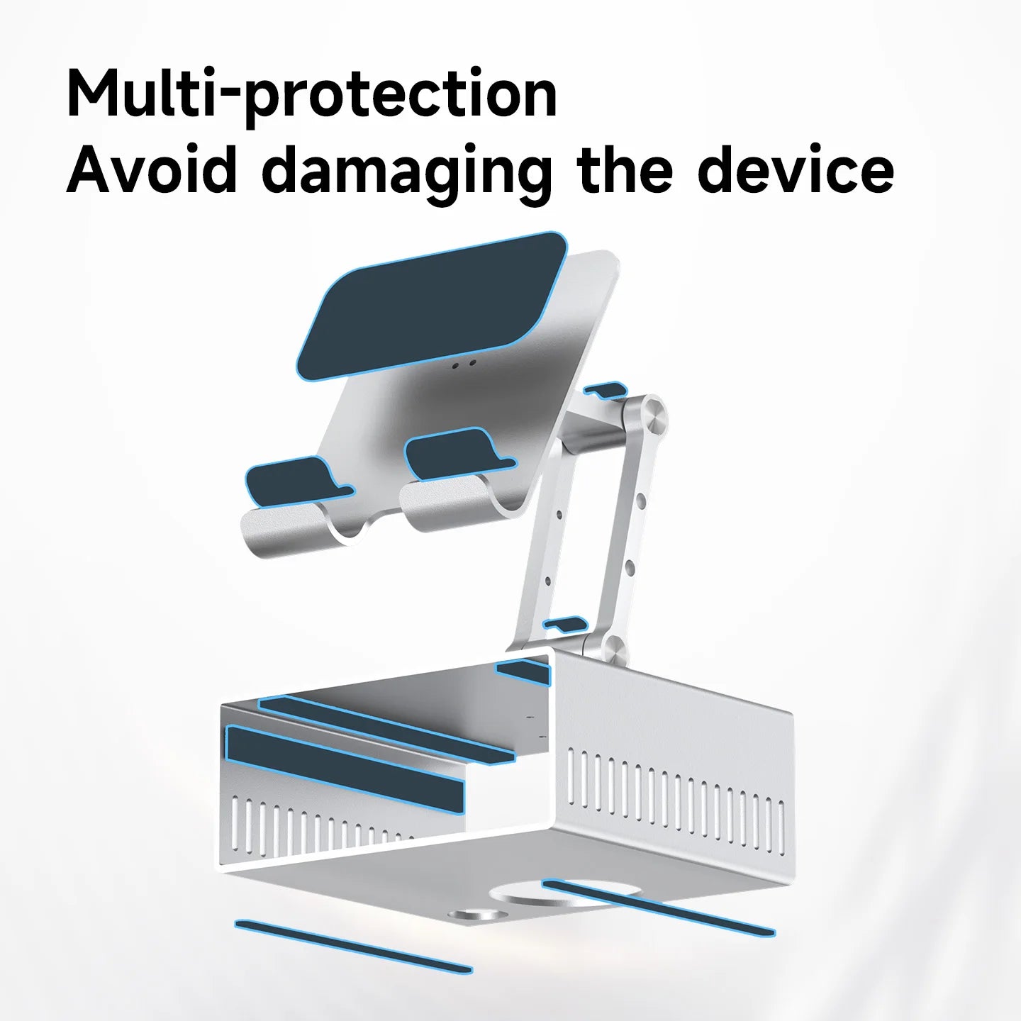 Hagibis Desktop Stand for iPad Pro/Air Mac mini M4/M4 Pro Storage Metal Holder 360° Adjustable Foldable Multifunction Bracket