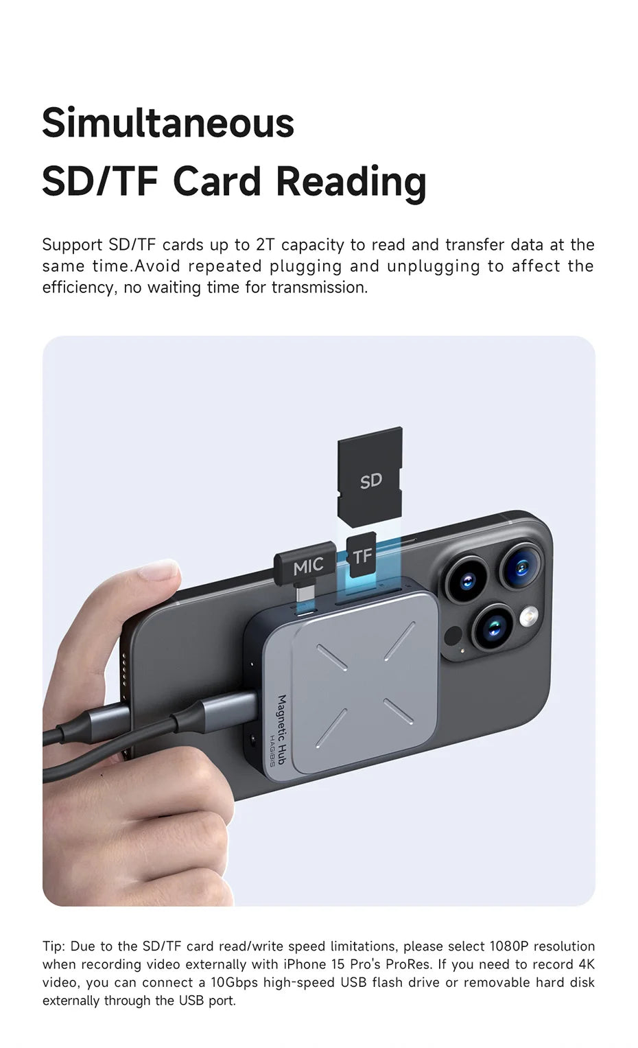 Hagibis Magnetic Card Reader SD4.0 312MB/s USB-C to SD MicroSD TF Memory Card Magnet HUB UHS-II for Laptop Phone Macbook Camera - Intechlegent