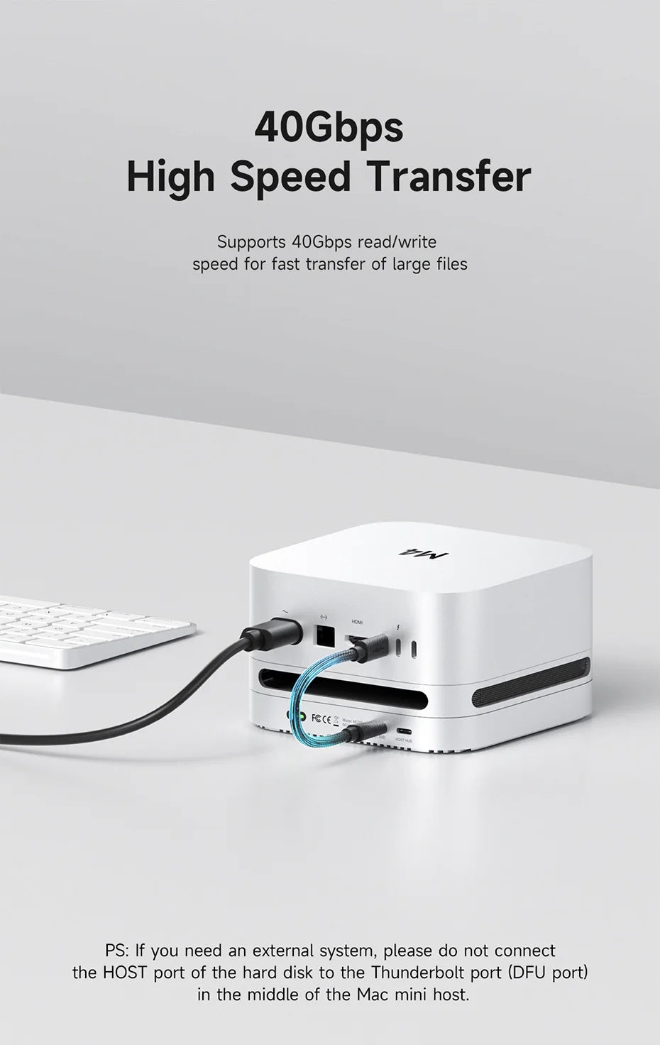 Hagibis USB C Hub for Mac mini M4/M4 Pro with 40Gbps M.2 SSD Enclosure USB 3.2 Gen2 SD/TF 4.0 Type-C Docking Station Desk Stand