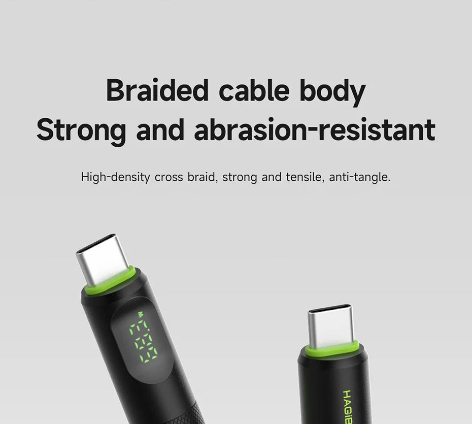 Hagibis Short USB C to USB C Cable PD 240W 40Gbps Fast Charging Cord With LED Display Compatible with Thunderbolt 4/3 iPhone 16 - Intechlegent