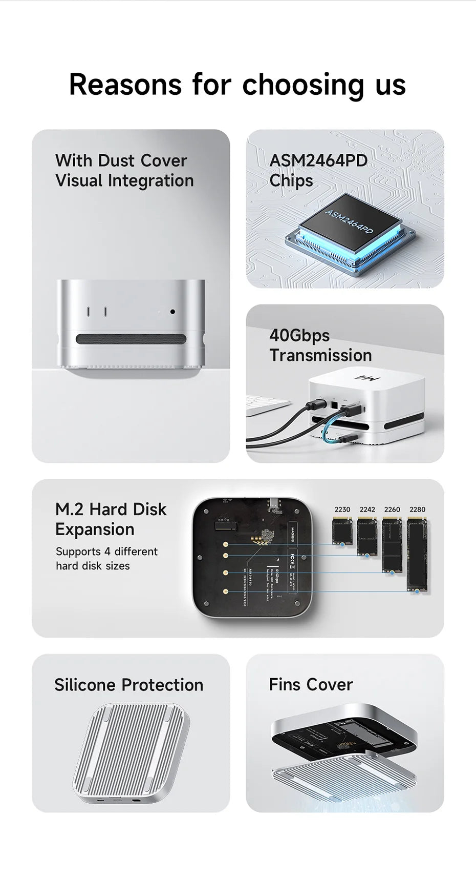 Hagibis USB4 Hard Drive Enclosure 40Gbps M.2 NVMe SSD Case for Mac mini M4/M4 Pro Compatible with Thunderbolt 5/4 External SSD - Intechlegent