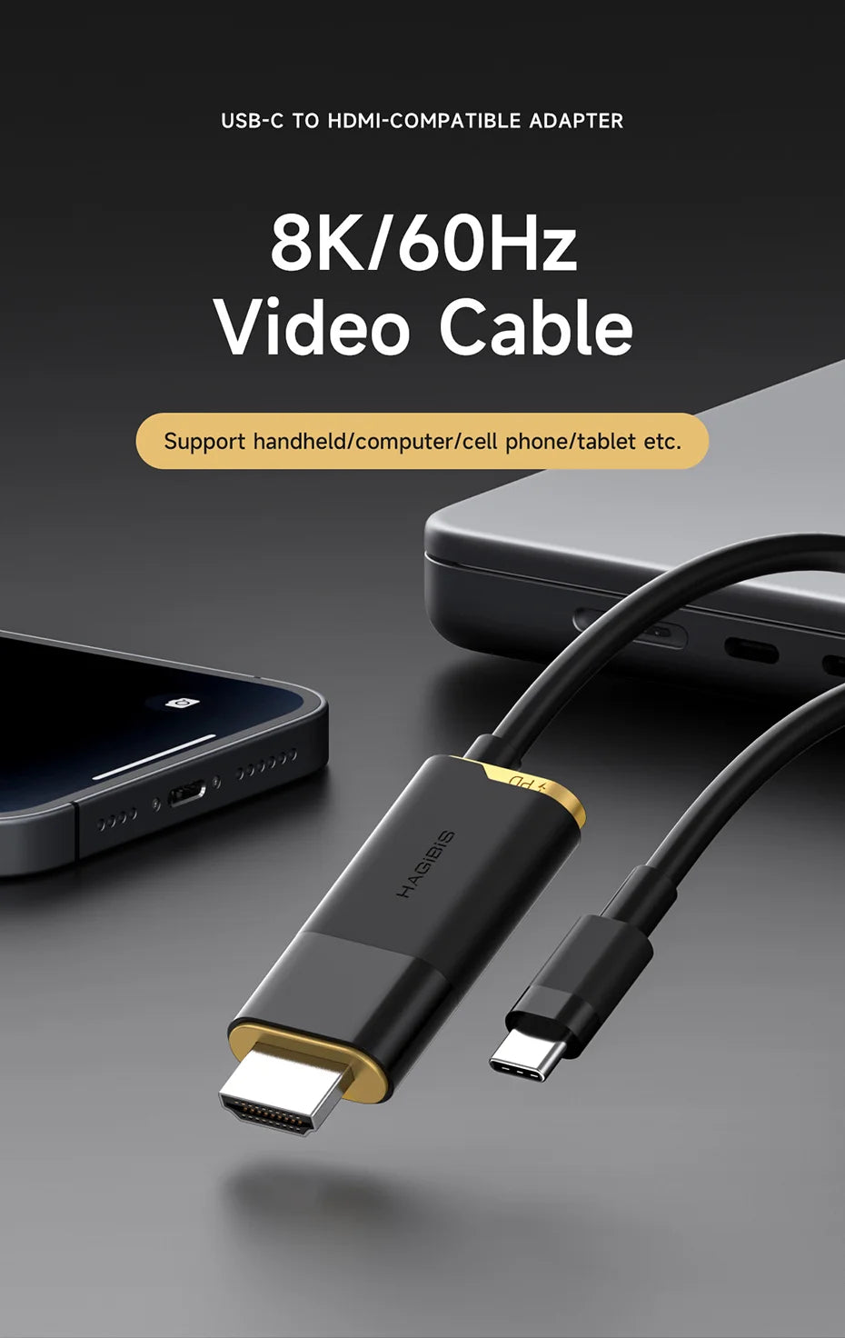 Hagibis Switch Dock for Nintendo Switch/OLED USB C to HDMI-Compatible Cable Adapter 8K60Hz 100W PD for Laptop SteamDeck ROG Ally