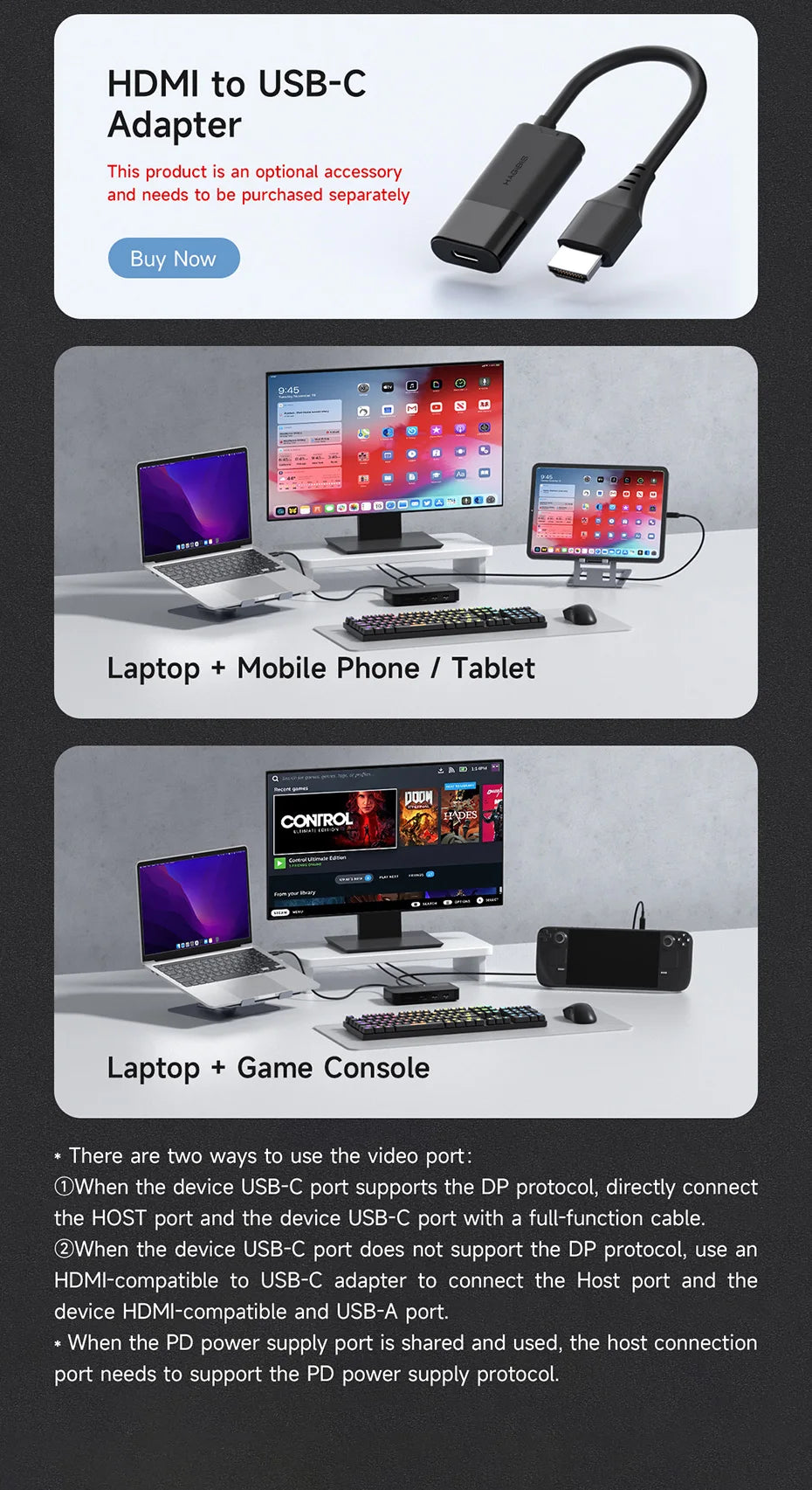 Hagibis USB C KVM Switch 1 Monitor 2 Computers 4K HDMI KVM Switches USB Hub PD for Sharing One Monitor Keyboard Mouse Printer
