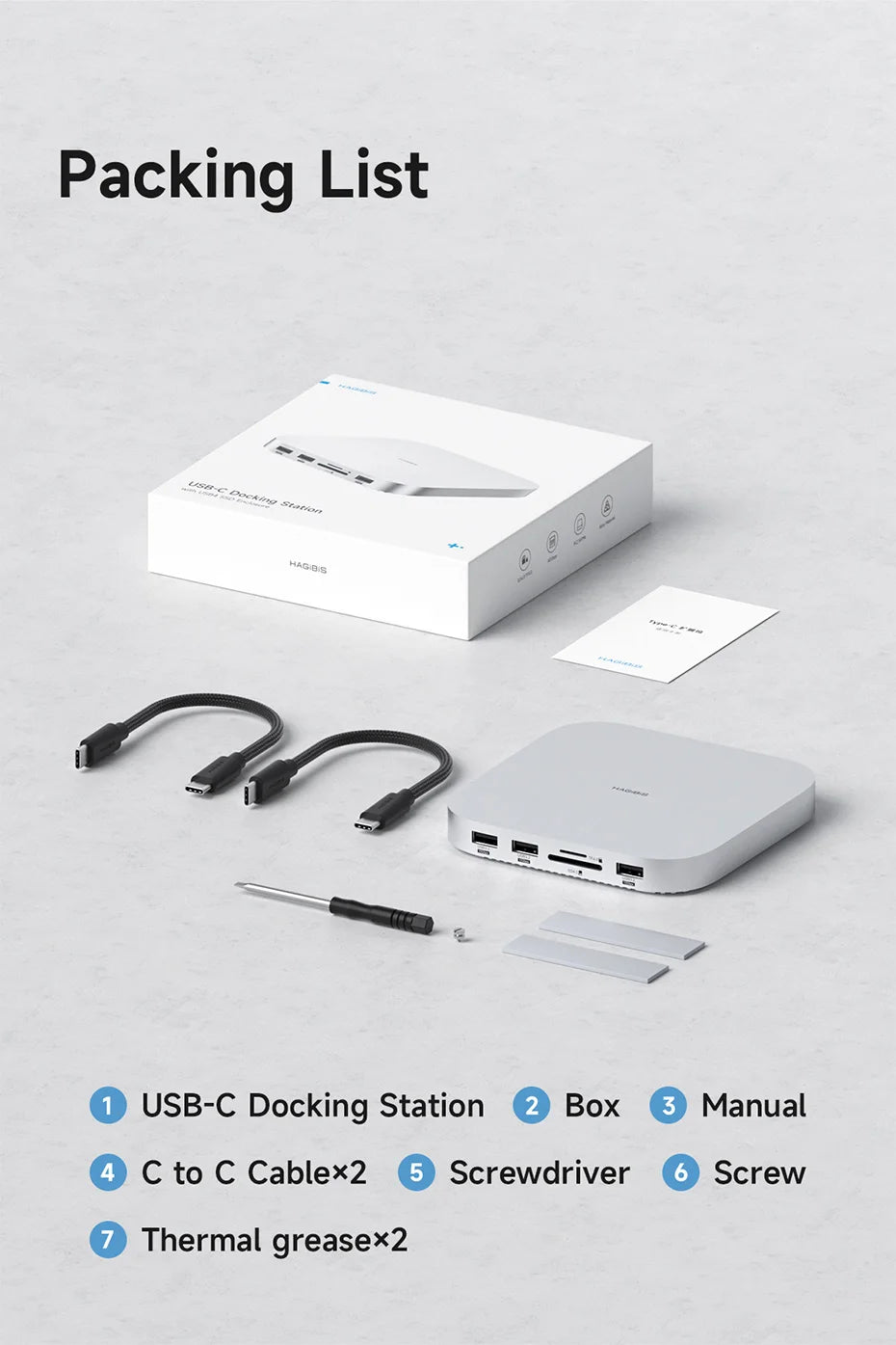 Hagibis USB C Hub for Mac mini M4/M4 Pro with 40Gbps M.2 SSD Enclosure USB 3.2 Gen2 SD/TF 4.0 Type-C Docking Station Desk Stand