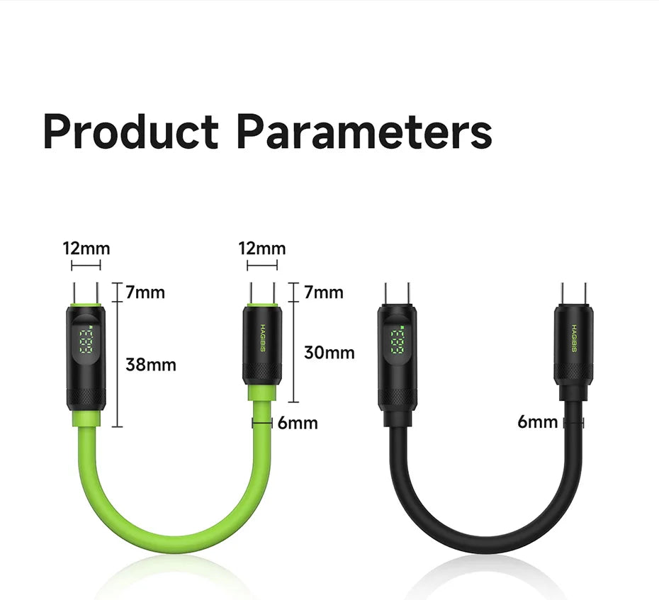 Hagibis Short USB C to USB C Cable PD 240W 40Gbps Fast Charging Cord With LED Display Compatible with Thunderbolt 4/3 iPhone 16 - Intechlegent