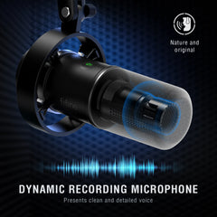 FIFINE Recording XLR Dynamic Microphone with Real-time Monitoring,USB Streaming Mic with Gain Knob/Touch-mute for PC,Mixer-K688