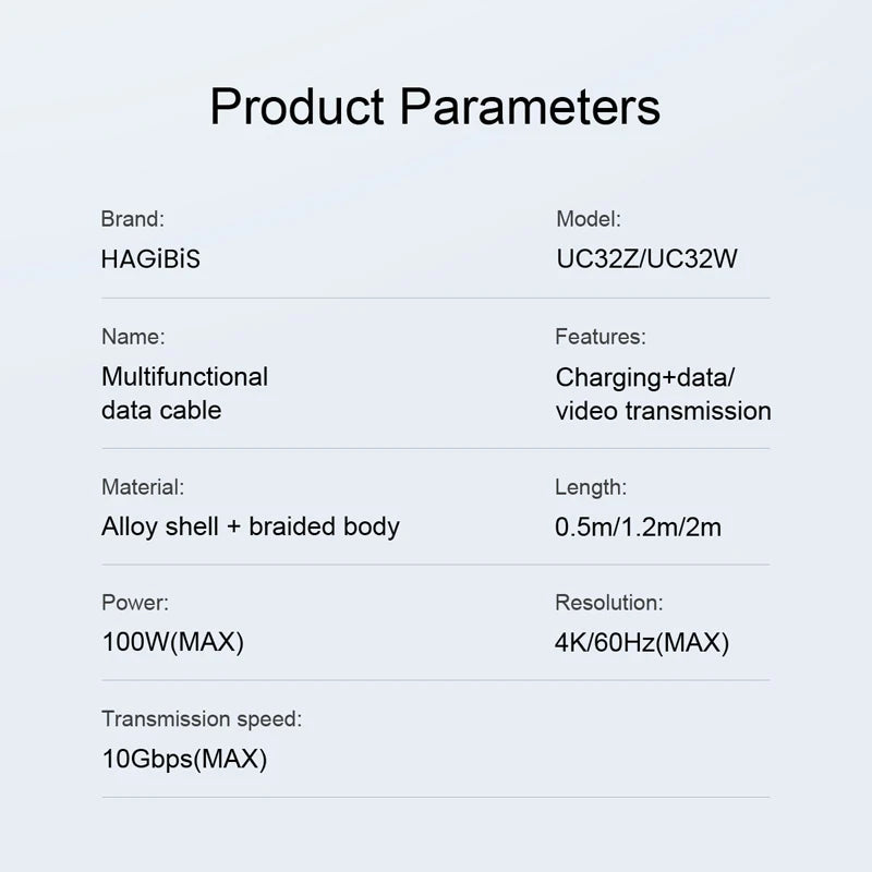 Hagibis USB C to USB C Cable USB 3.2 Gen 2 Type C Cable 10Gbps 4K 60Hz Video 100W Fast Charging for iPhone 17 Macbook Pro iPad