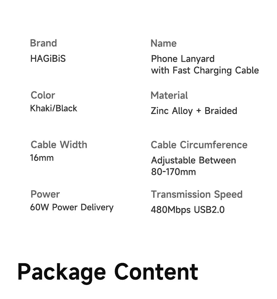 Hagibis Universal Phone Lanyard USB C to USB C Cable Phone Strap Anti-loss C to C Cord for iPhone 16 Pro Max Camera Sony Fuji - Intechlegent