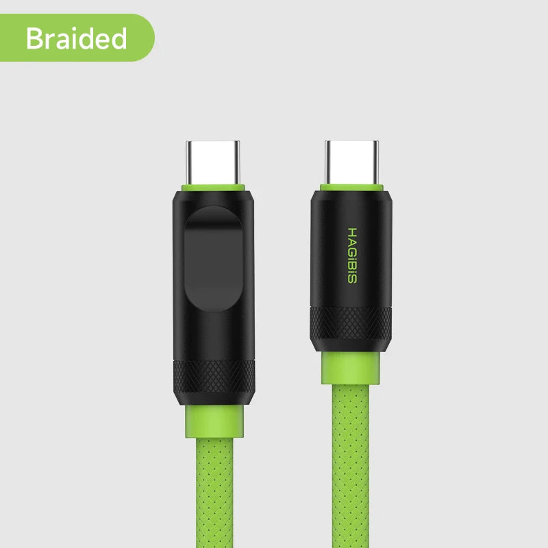 Hagibis USB C Fast Charger Cable With LED Display PD 240W 40Gbps Video Cord Compatible with Thunderbolt 4/3 For iPhone 16 Laptop - Intechlegent
