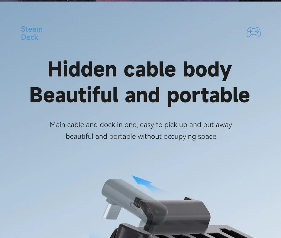 Hagibis 6 in 1 Steam Deck Docking Station Dock Holder Hub OLED USB C to RJ45 4K60HZ HDMI Fast Charging Base Handheld Accessories