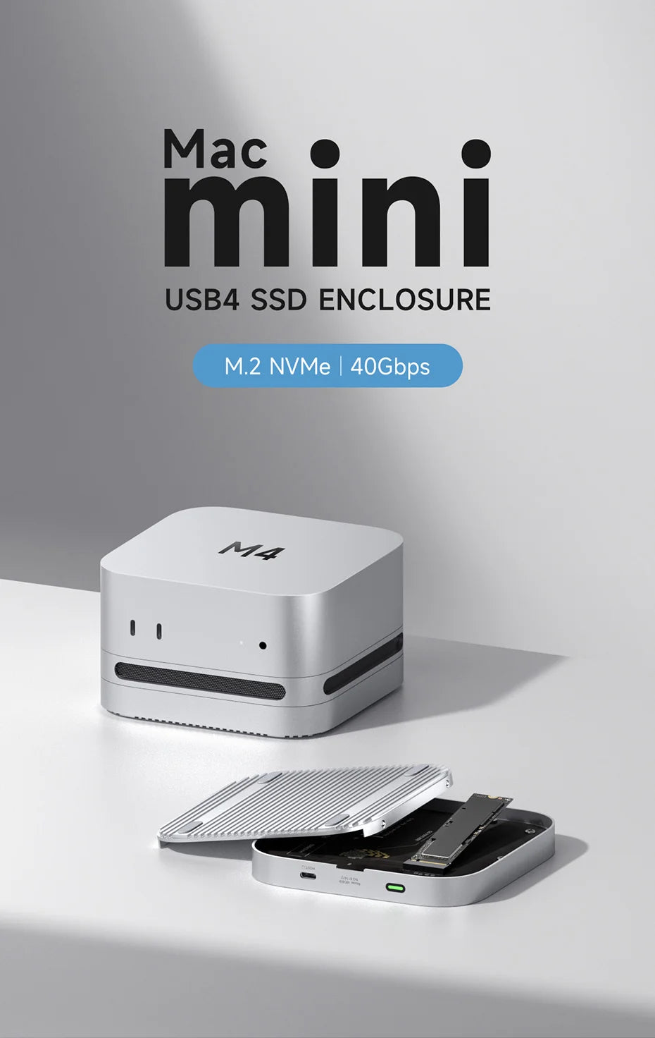 Hagibis USB4 Hard Drive Enclosure 40Gbps M.2 NVMe SSD Case for Mac mini M4/M4 Pro Compatible with Thunderbolt 5/4 External SSD - Intechlegent