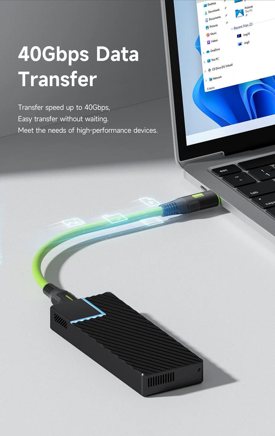 Hagibis Short USB C Cable Magnetic Mini Fast Charging Cord PD 240W 40Gbps Compatible with Thunderbolt 4/3 iPhone 16 SSD Tablet