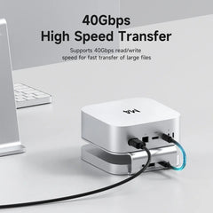 Hagibis USB C Hub with USB4 Hard Drive Enclosure 40Gbps M.2 NVMe SSD Case USB 2.0 for Mac mini M4/M4 Pro Stand Docking Station