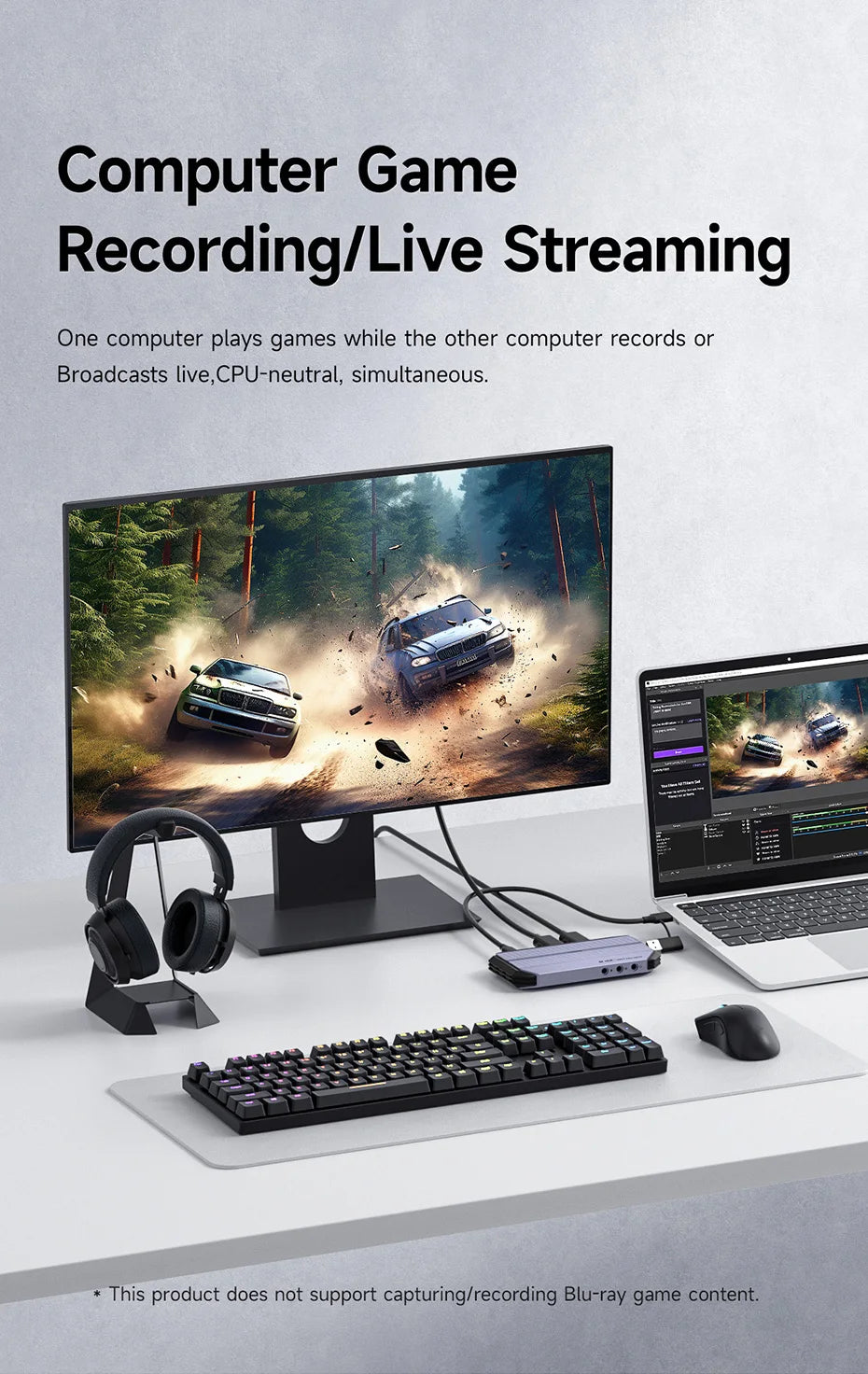 Hagibis 4K@60Hz Video Capture Card Streaming and Gaming 4K 60FPS HDR VRR RGB Passthrough PD 100W for PS5/4 Xbox Switch Camera PC