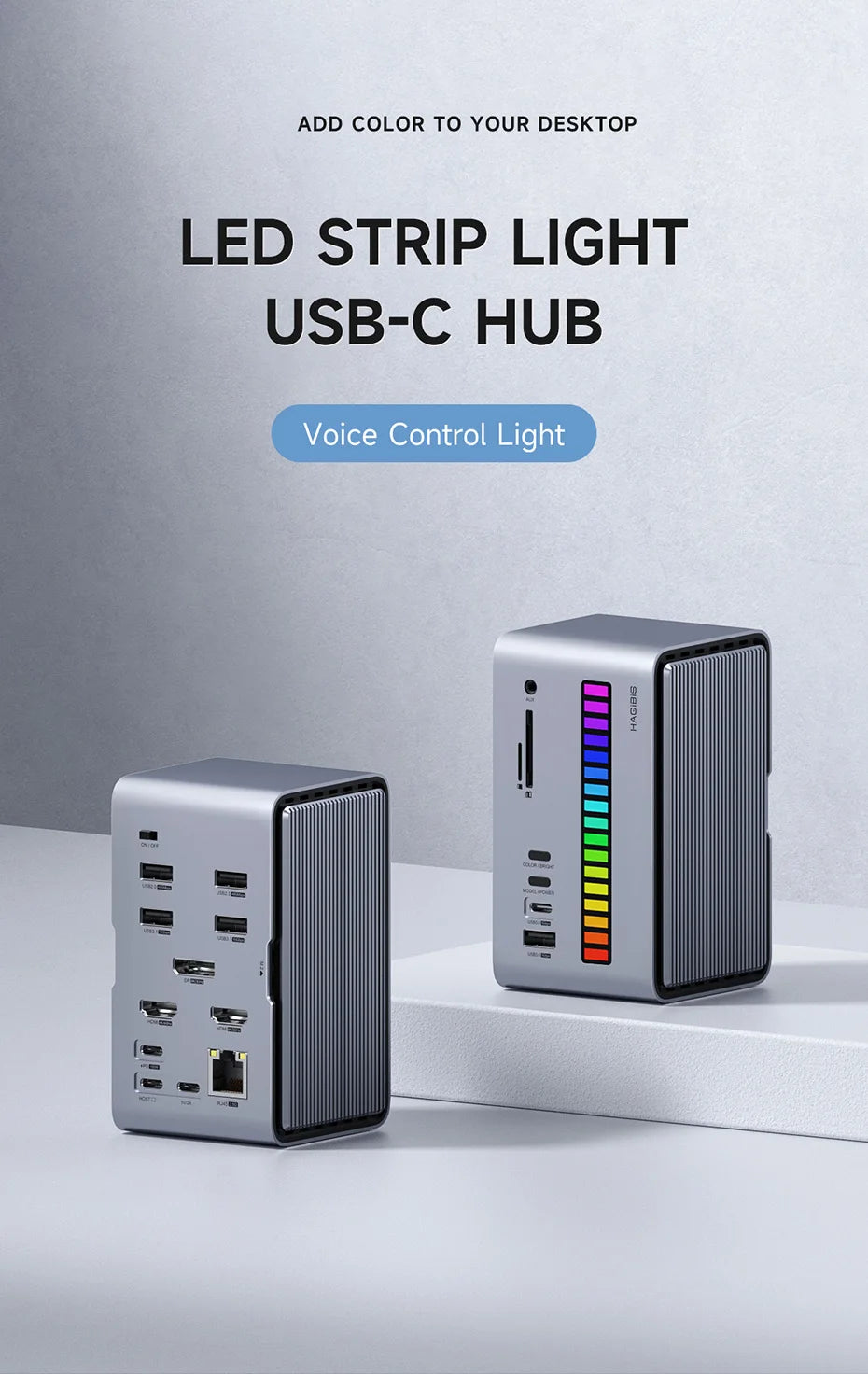 Hagibis USB C Docking Station with Dual HDMI-compatible M.2 SSD Enclosure Ethernet 100W PD USB Hub SD/TF for Laptop Macbook Pro