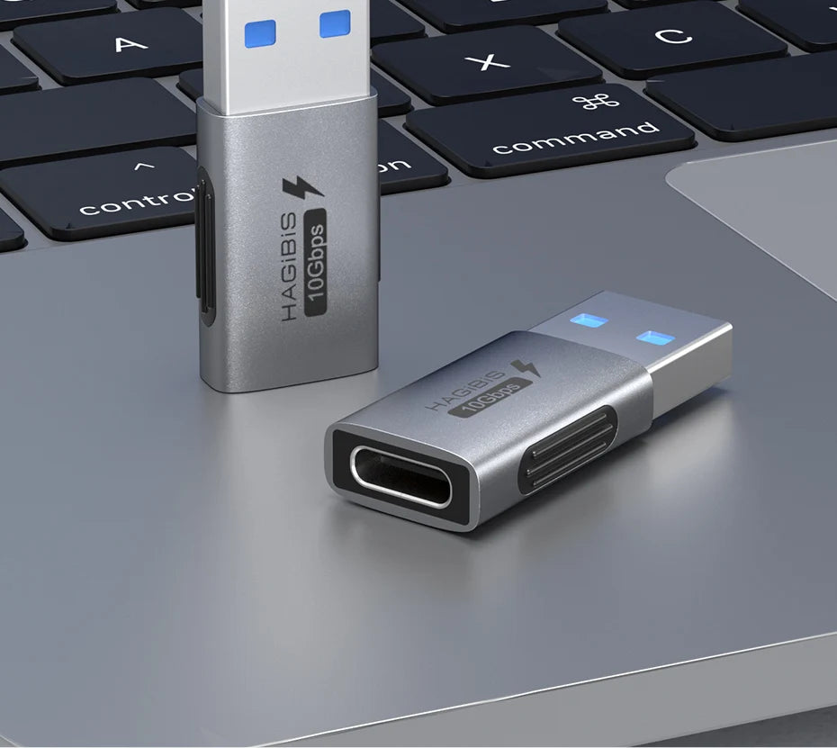 Hagibis USB A Male to USB C Female Adapter 10Gbps High-Speed Data Transfer 60W Fast Charging Conventer Plug for Macbook Tablet