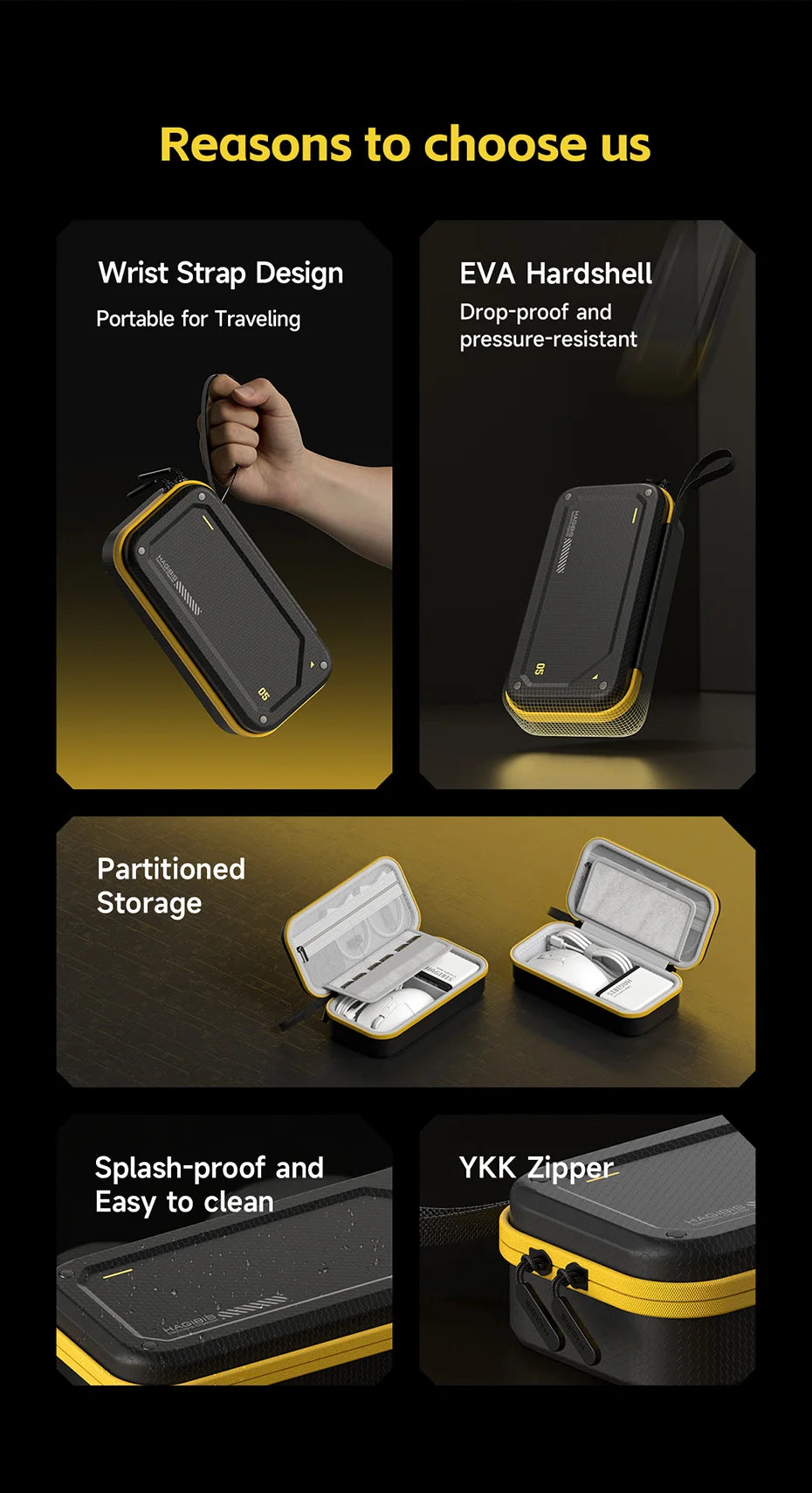 Hagibis Electronic Organizer Traveling Case Bag EVA Hardshell PU Portable Carrying Pouch for Mouse Charger Cables Accessories