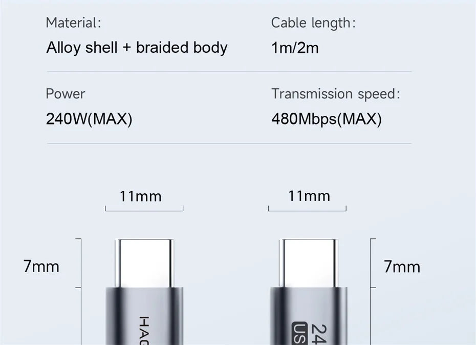 Hagibis 240W USB Type C Cable PD 3.1 Fast Charging Type C to Type C line for MacBook Pro Air PS4/5 iPhone 17 Switch iPad Samsung