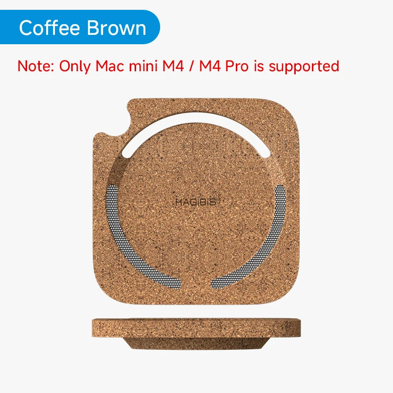 Hagibis Desktop Stand for Mac mini M4/M4 Pro 2024 Dustproof Coffee Cork Bracket Base Heat Dissipation Holder Cooling Accessories