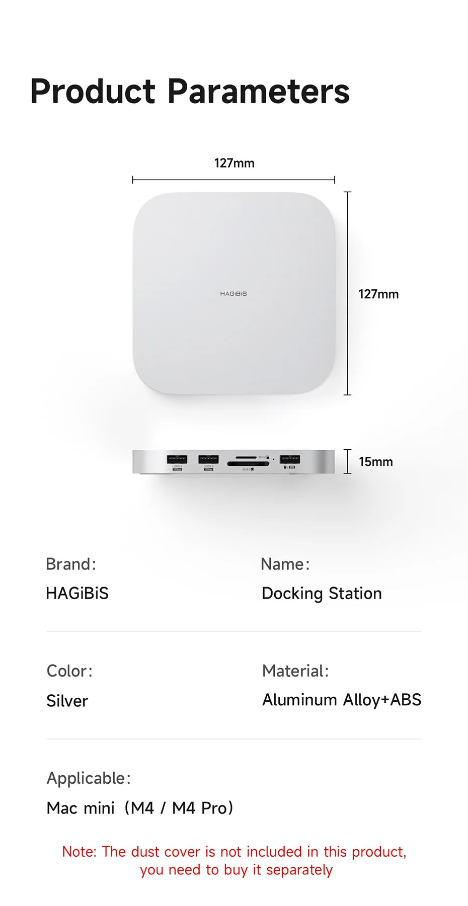 Hagibis USB C Hub with M.2 SSD Enclosure Type-C Docking Station for Mac mini M4/M4 Pro 4K 60Hz USB 3.2 Gen2 SD/TF 4.0 Dock Stand