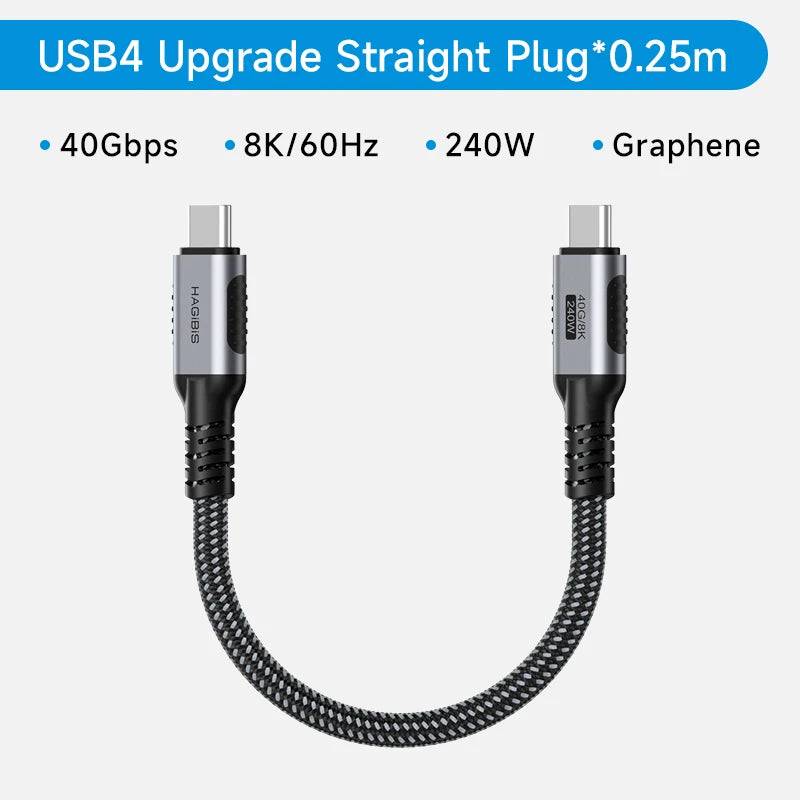 Hagibis Short USB C to USB C Cable PD 240W 40Gbps Fast Charging Cord With LED Display Compatible with Thunderbolt 4/3 iPhone 16 - Intechlegent