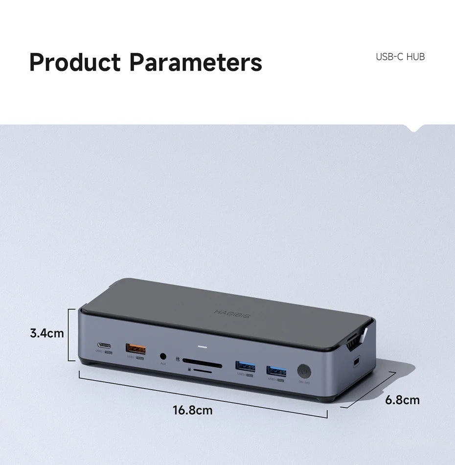 Hagibis USB C Docking Station Type C to 8K DP HDMI-Compatible Triple Display M.2 SSD PD3.0 RJ45 15 in 1 USB C HUB for PC Laptops