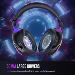 FIFINE RGB Gaming Headset with 7.1 Surround Sound & Dual Sound Card for PC/PS4/5,Over-Ear Headphone with Detachable Mic - H13