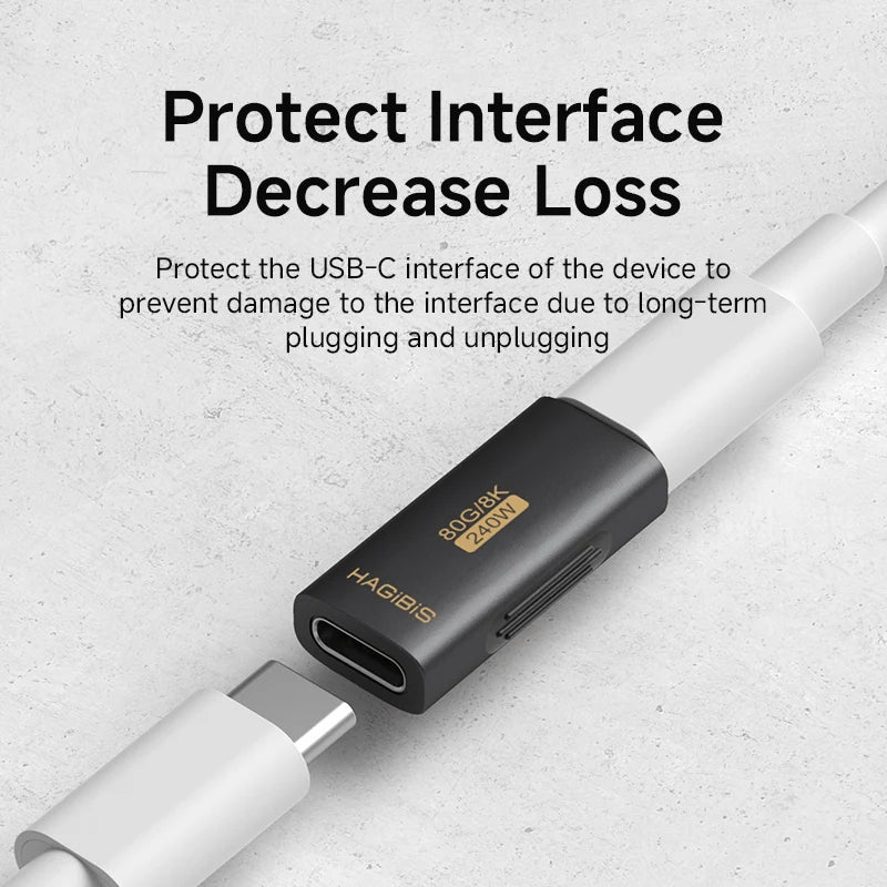 Hagibis USB C Female to USB C Female Adapter 80Gbps 240W USB4 Dual Female Extension Cable Converter for Thunderbolt 5/4  Laptop