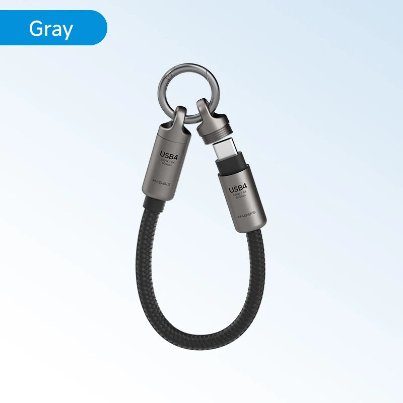 Hagibis USB4 Cable Portable Keychain Short C to C Cable Lanyard Type-C Cable 240W 80Gbps for Thunderbolt 4/5 iPhone 16 Pro SSD - Intechlegent