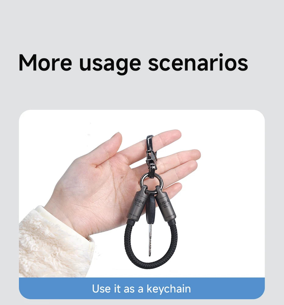 Hagibis USB4 Cable Portable Keychain Short C to C Cable Lanyard Type-C Cable 240W 80Gbps for Thunderbolt 4/5 iPhone 16 Pro SSD - Intechlegent