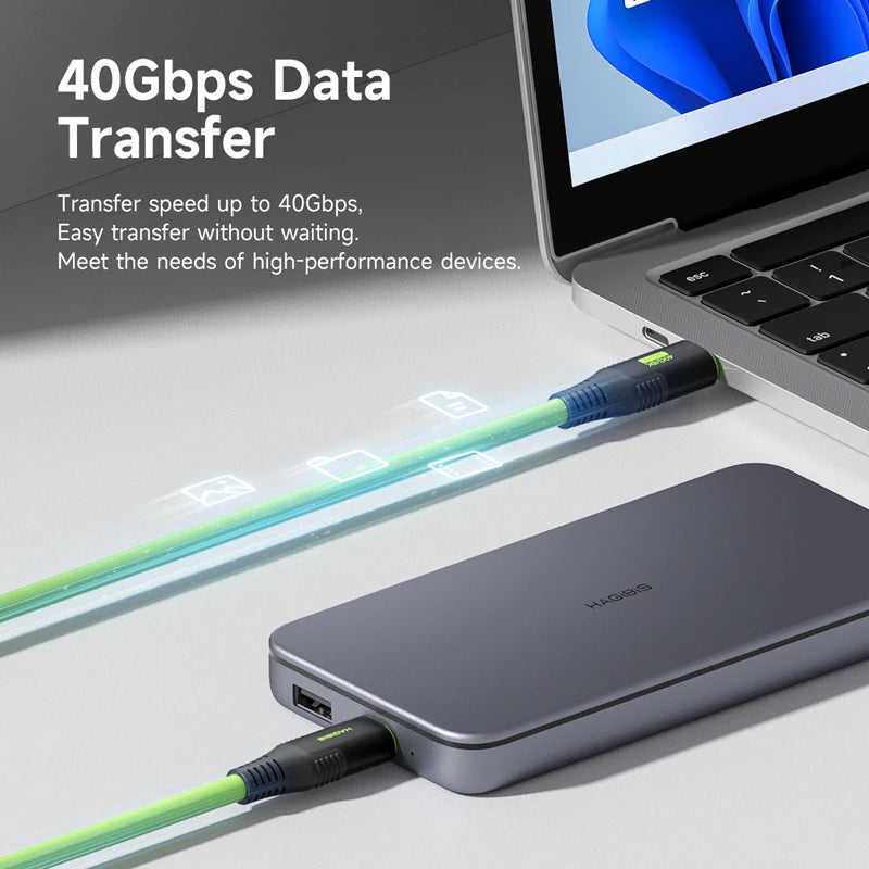 Hagibis USB C Magnetic Fast Charging Cable PD 240W 40Gbps Compatible with Thunderbolt 4/3 Video Cord For Laptop iPhone 17 Tablet