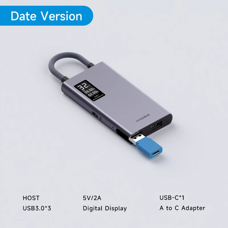Hagibis USB C Hub With LCD Display Type C Multiport Adapter 4K HDMI-Compatible 100W PD Gigabit Ethernet For Macbook Pro iPad HP - Intechlegent