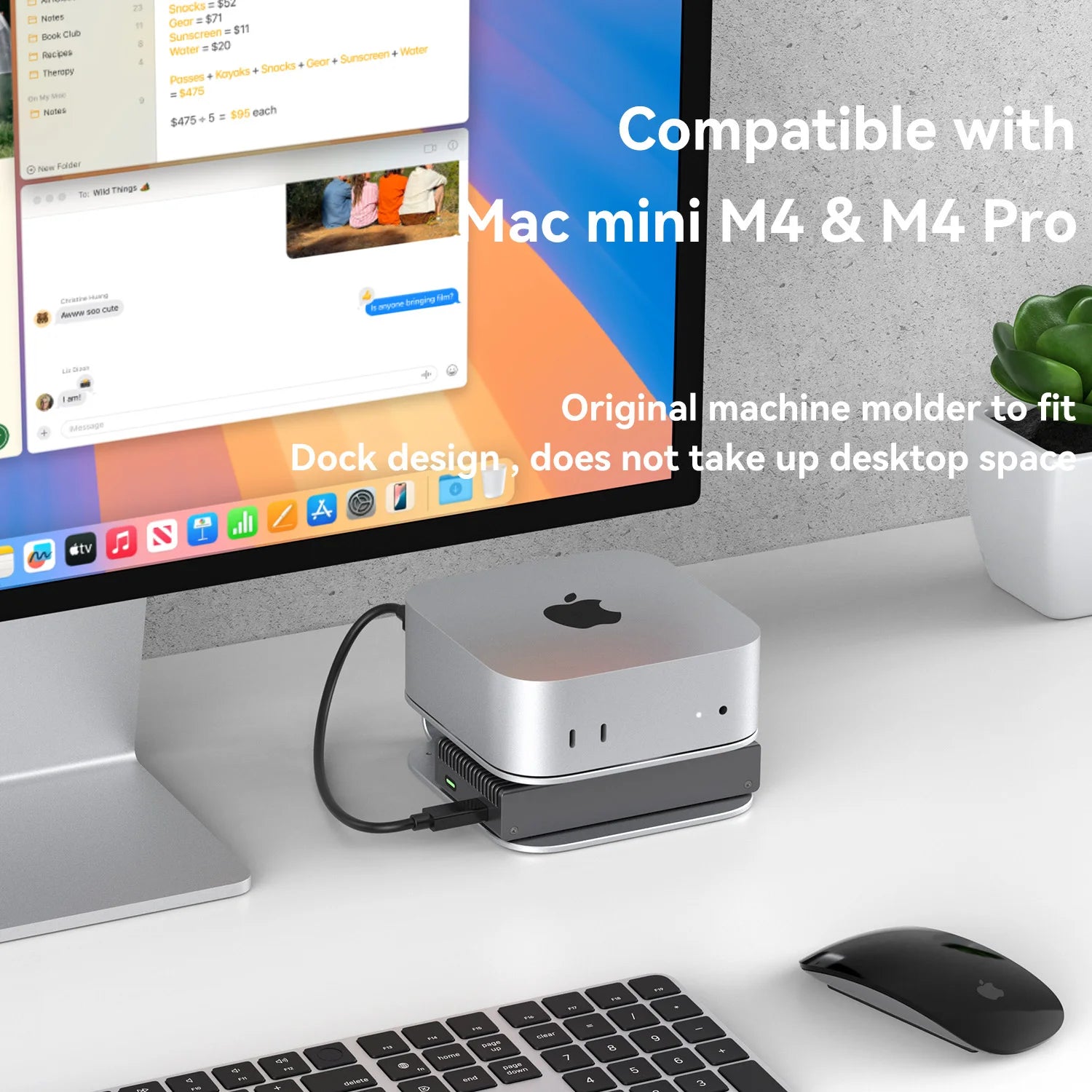 Mac mini Desktop Stand for Mac Mini M4 /M4 Pro 2024 Heat Dissipation Aluminum Mount Dock Cooling Holder Accessories