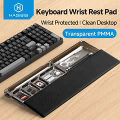 Hagibis Acrylic Magnetic Keyboard Wrist Rest Ergonomic Memory Foam Easy Typing Pain Relief Desktop Storage Organizer for Office