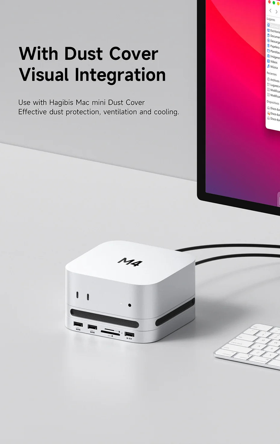 Hagibis USB C Hub with M.2 SSD Enclosure Type-C Docking Station for Mac mini M4/M4 Pro 4K 60Hz USB 3.2 Gen2 SD/TF 4.0 Dock Stand