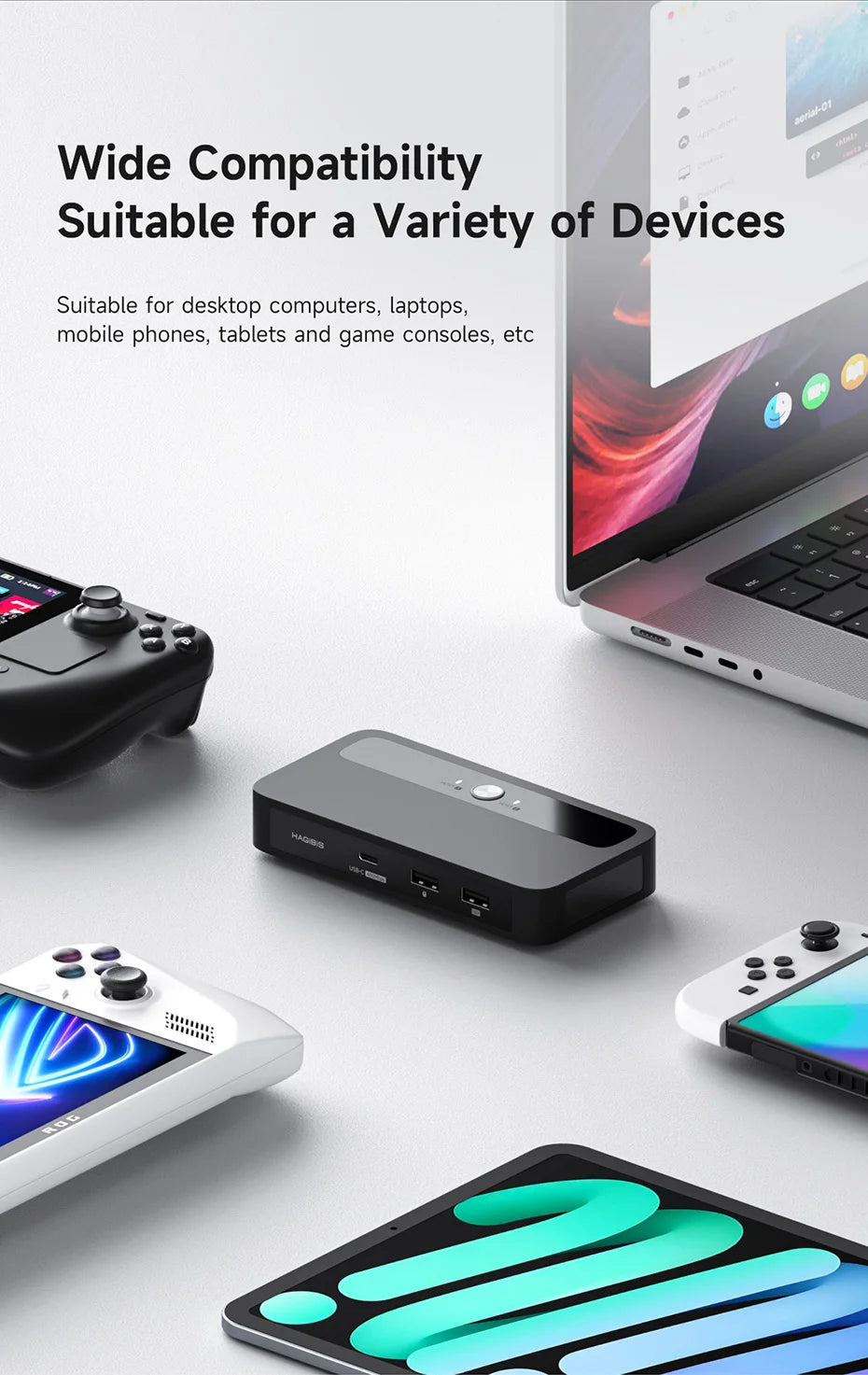 Hagibis USB C KVM Switch 1 Monitor 2 Computers 4K HDMI KVM Switches USB Hub PD for Sharing One Monitor Keyboard Mouse Printer