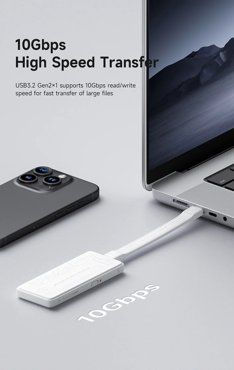 Hagibis M.2 NVMe SSD Enclosure Write Protect USB C 3.2 Gen2 to NVMe PCI-E M.2 SSD Case With 100W PD for iPhone 16 15 Pro MacBook - Intechlegent