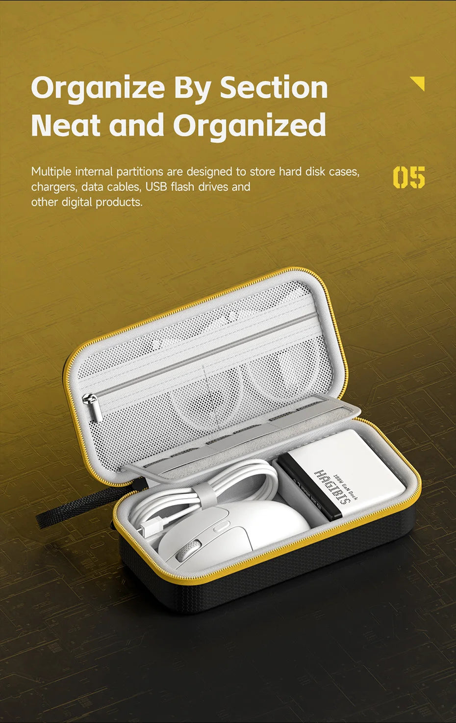 Hagibis Electronic Organizer Traveling Case Bag EVA Hardshell PU Portable Carrying Pouch for Mouse Charger Cables Accessories