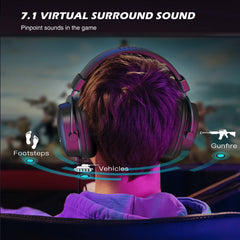 FIFINE Headset,3.5 mm jack&USB Headphone with 7.1 Surround Sound/volum contral/Mute switch for PC/MAC/PS4/PS5 Mixer-H9