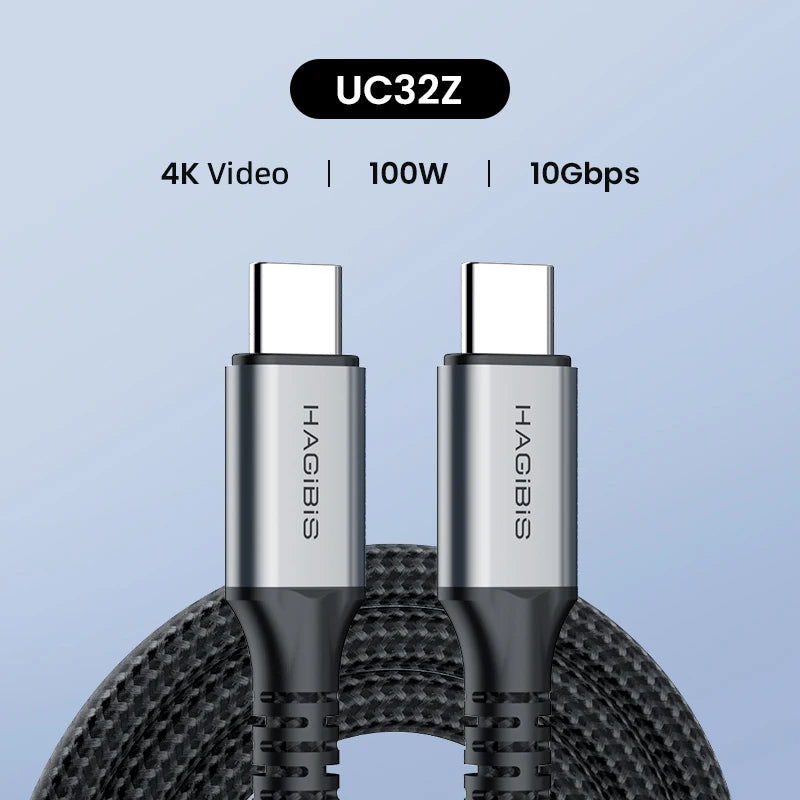 Hagibis USB C to USB C Cable USB 3.2 Gen 2 Type C Cable 10Gbps 4K 60Hz Video 100W Fast Charging for iPhone 17 Macbook Pro iPad