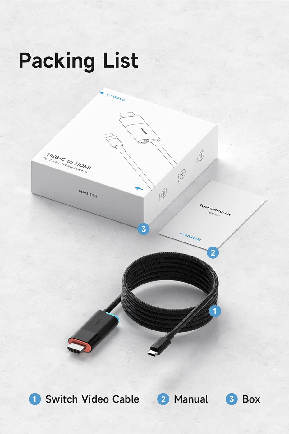 Hagibis Switch 2 Dock for Nintendo Switch/Switch2/OLED 4K@60Hz USB C to HDMI Cable Adapter 100W PD Power Supply for Laptops ROG