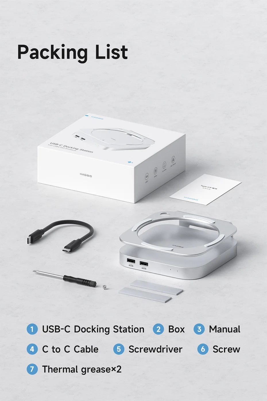 Hagibis USB C Hub with USB4 Hard Drive Enclosure 40Gbps M.2 NVMe SSD Case USB 2.0 for Mac mini M4/M4 Pro Stand Docking Station
